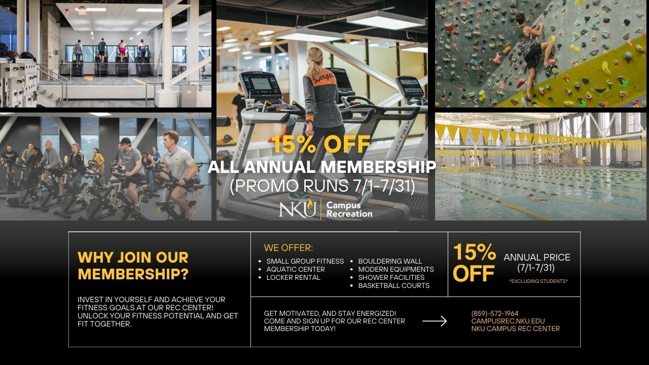 15% off all annual campus rec membership 