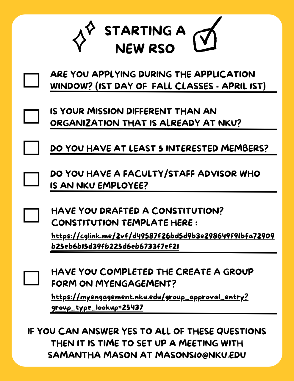 Starting a New RSO Checklist