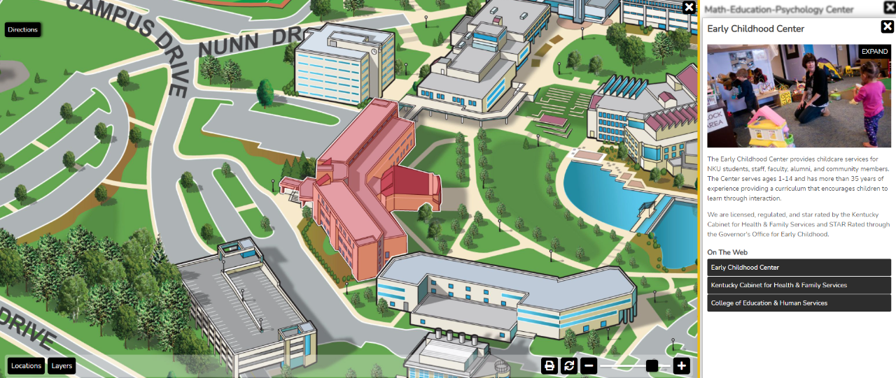 Map of NKU campus focused on MEP