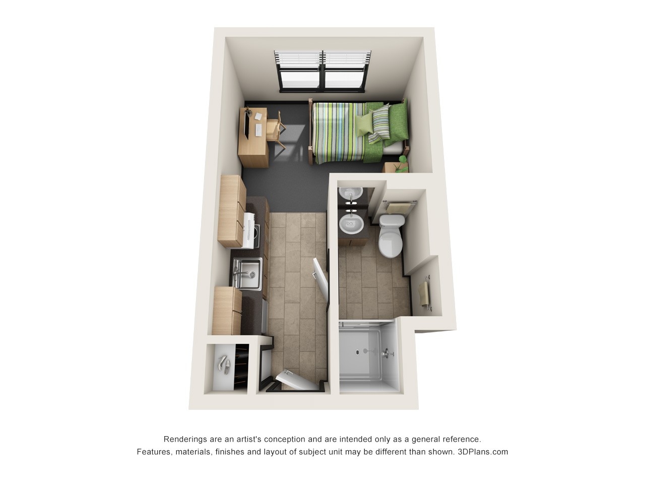 Rendering of Norse Hall Efficiency. This rendering is an artist's conception and are intended only as a general reference. Features, materials, finishes and layout of subject unit may be different than shown. 