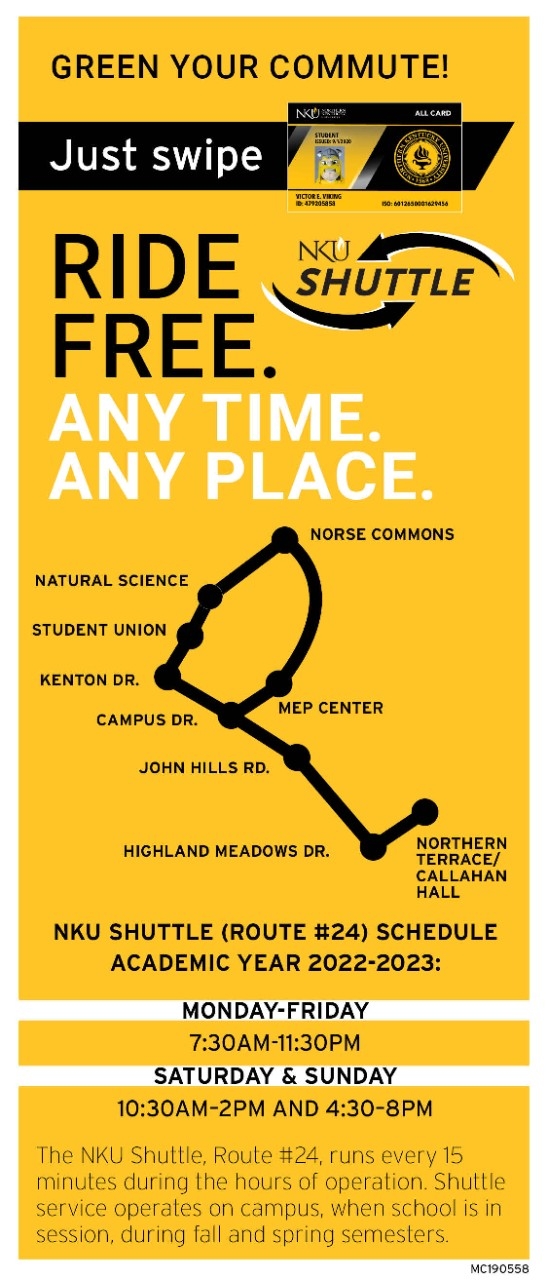 Graphic showing shuttle route around NKU campus?