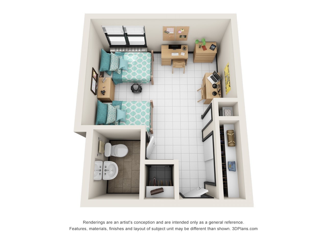 Rendering of Callahan Double with Half Bathroom. This rendering is an artist's conception and are intended only as a general reference. Features, materials, finishes and layout of subject unit may be different than shown. 