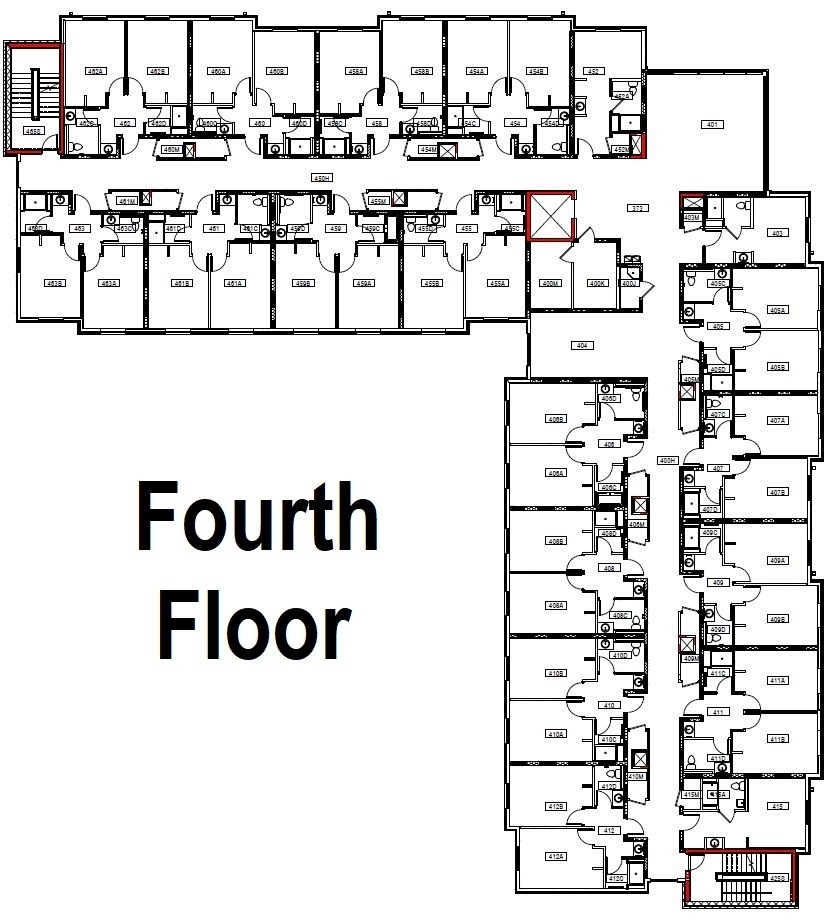 Fourth Floor Plan - New Residence Hall