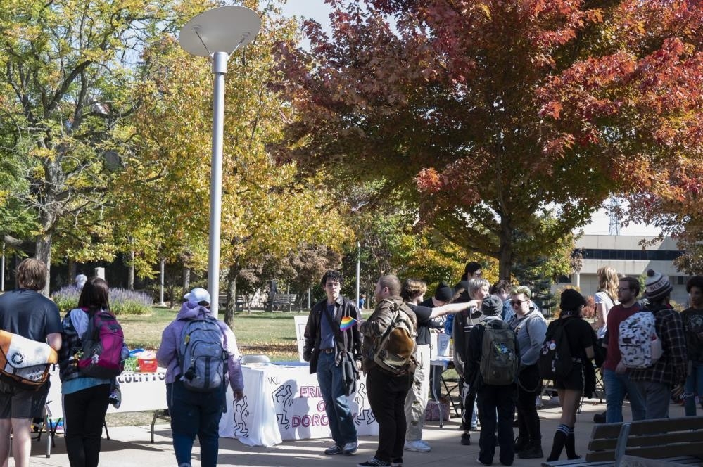Students on campus in the Fall
