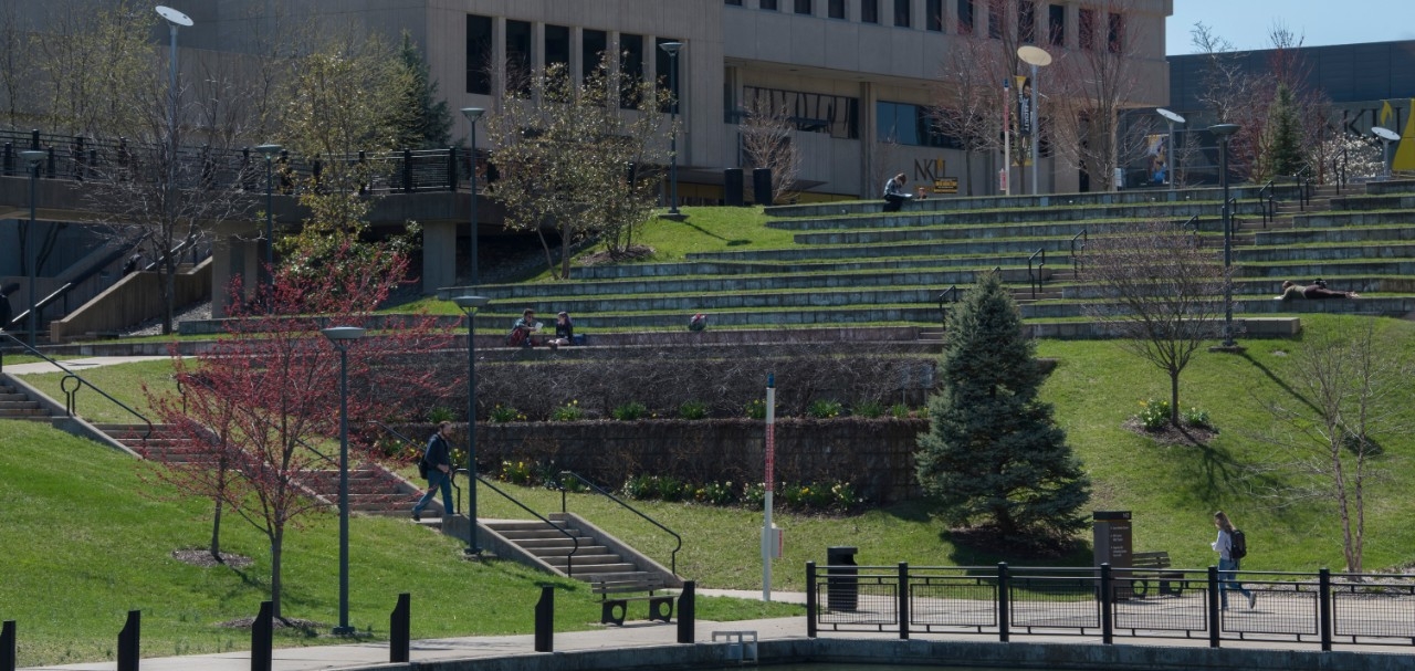 Students sitting in NKU campus quad