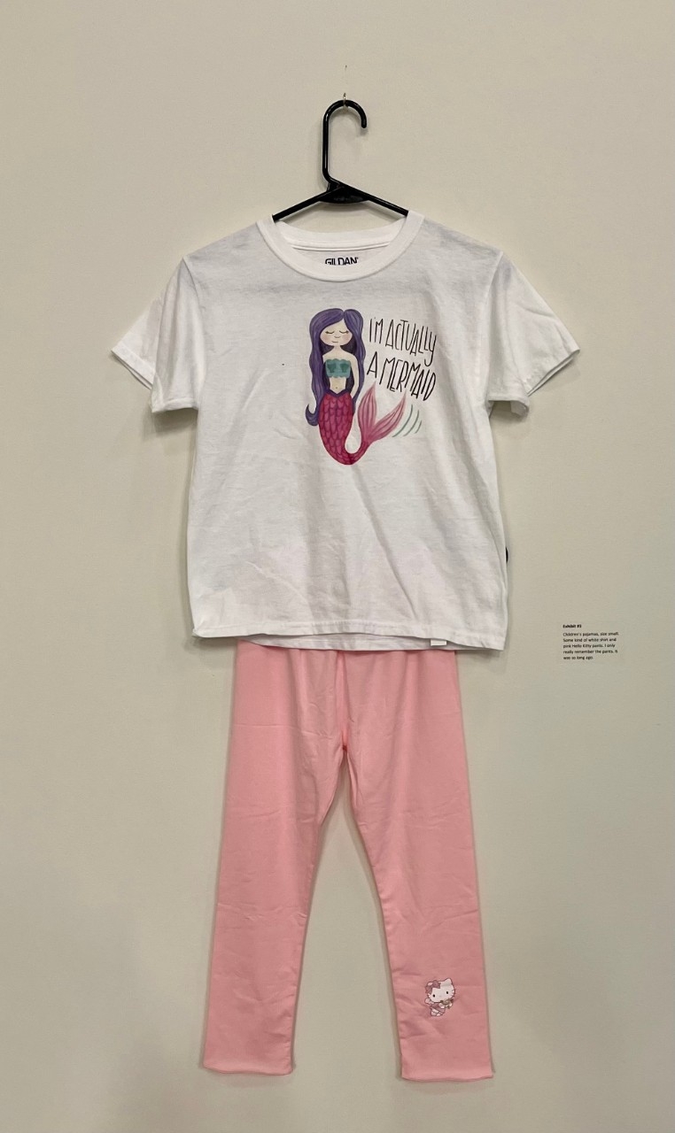 Children's small white t-shirt with mermaid design and pink Hello Kitty Pajama pants