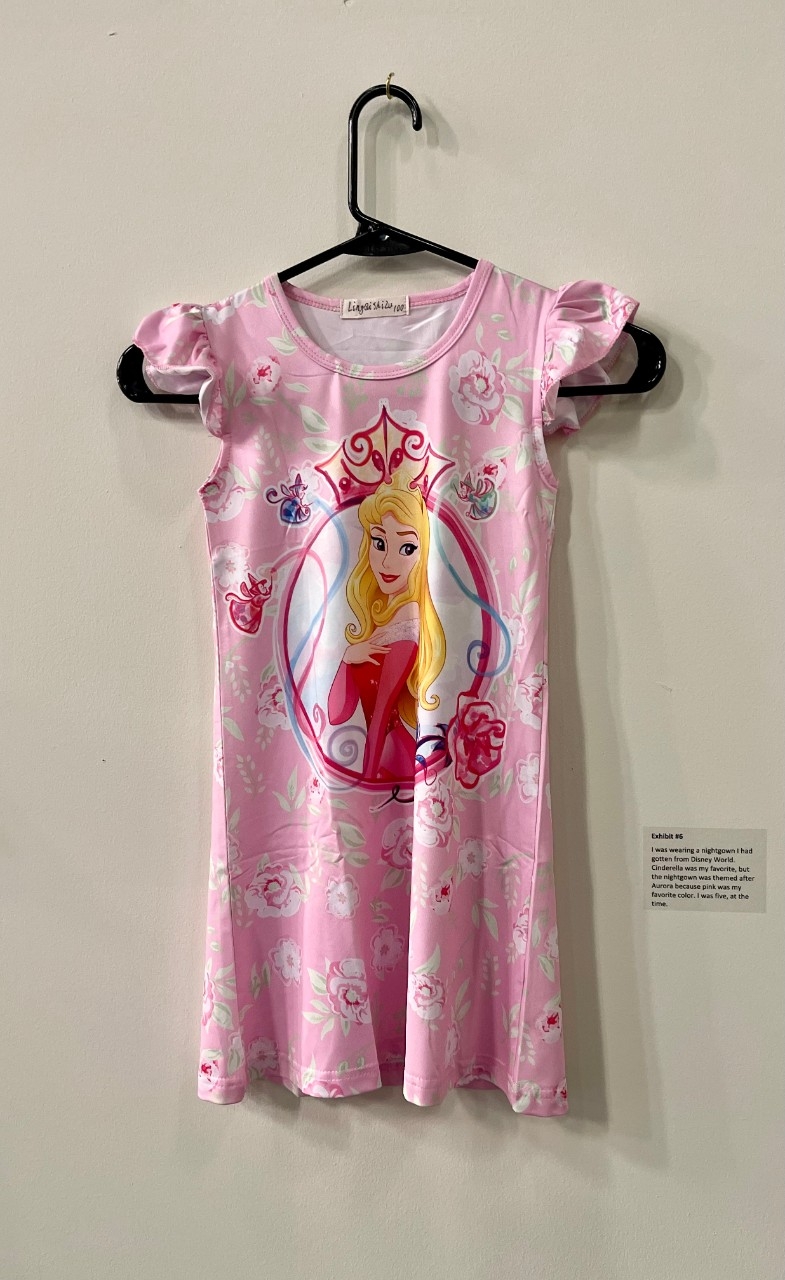 Child's pink nightgown with aurora displayed on front