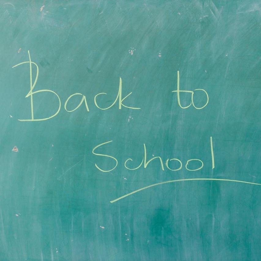 Back to School written on a chalk board