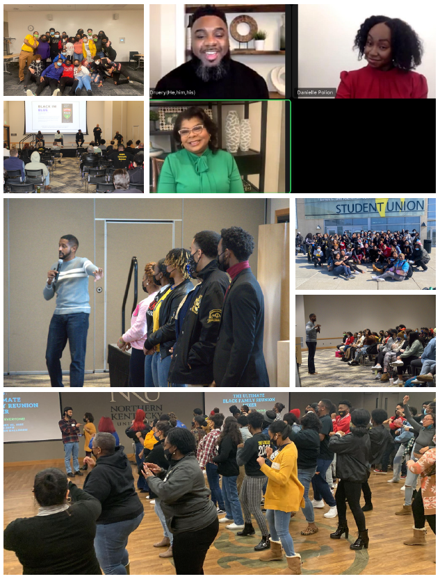 Black History Month Picture collage of students, staff, and faculty enjoying programs during Black History Month