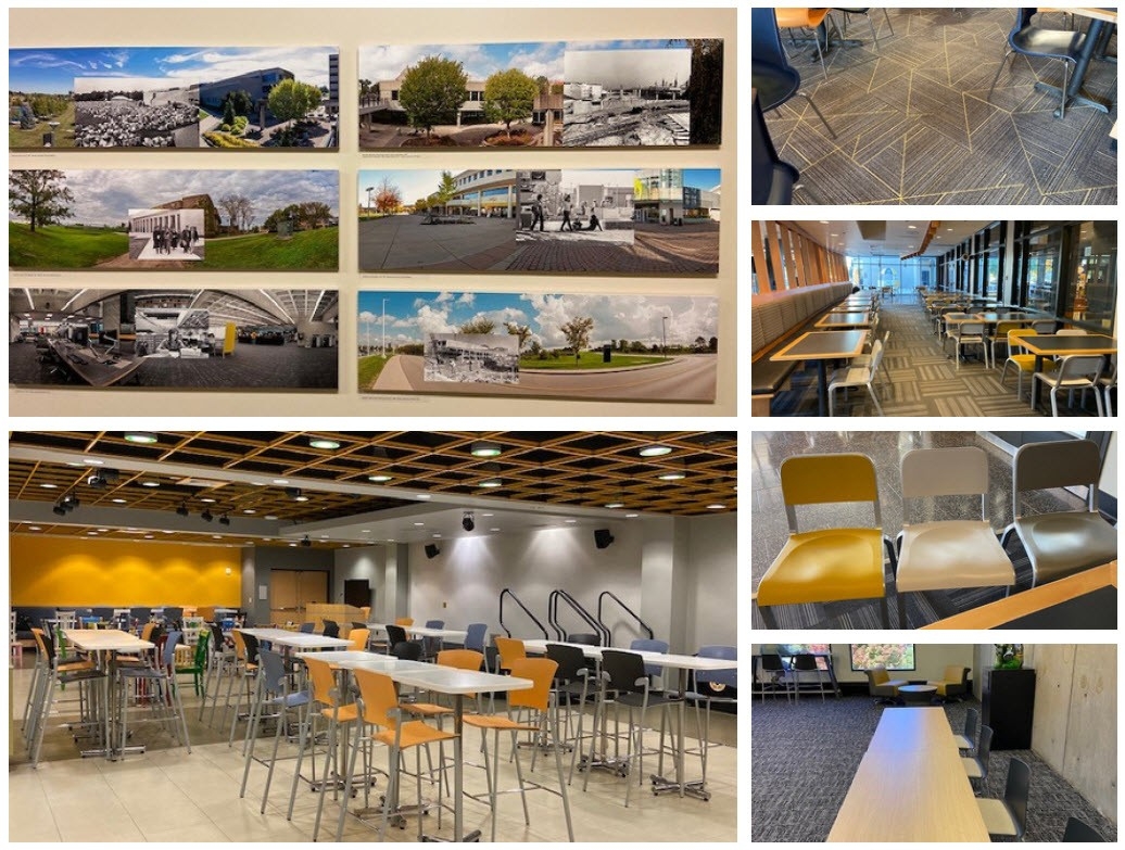 A mosaic of images of the updated Student Union Spaces and pictures