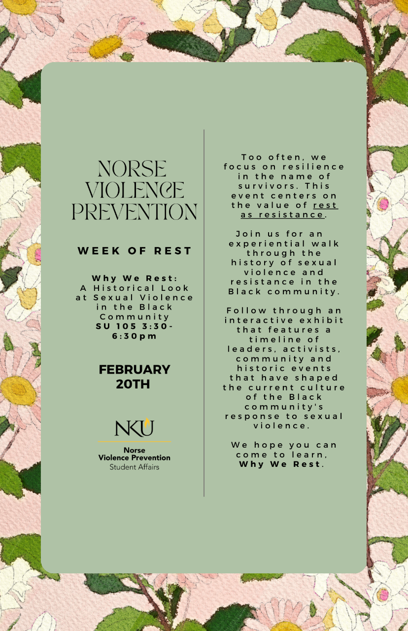 Flyer for Norse Violence Prevention Week of Rest