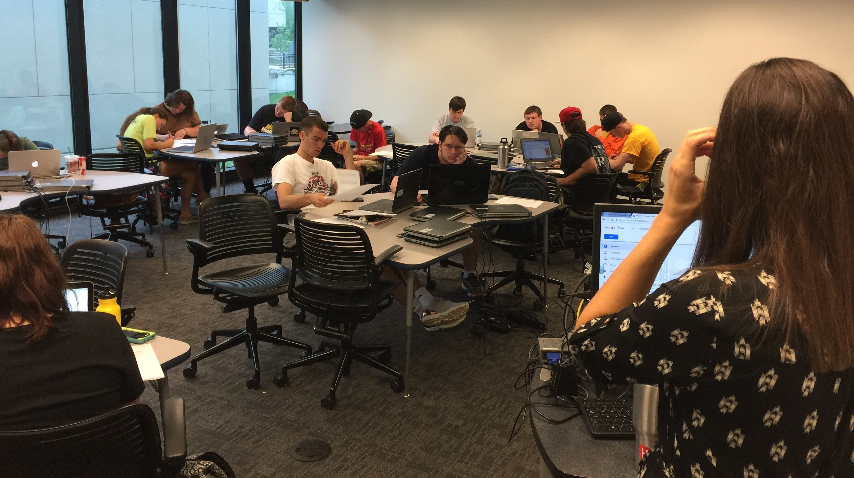 Student class working at desks