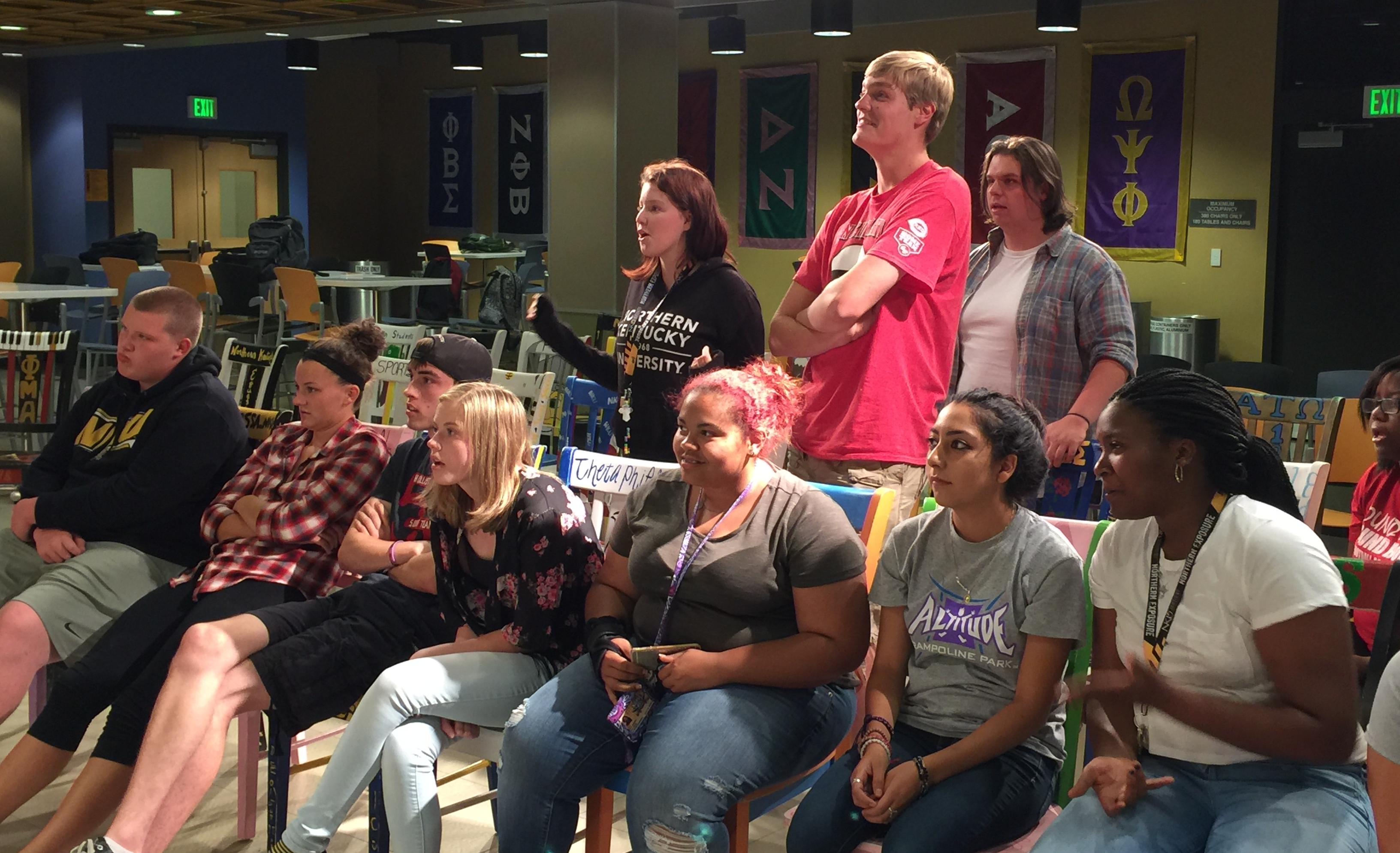 Students watching a program