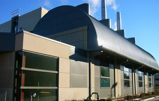 Central Plant with metal roof and concrete walls 