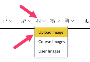 Image with arrows showing the Upload Image button