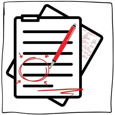 Essay marked up in red ink