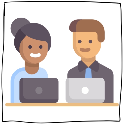 Two people working together on a problem