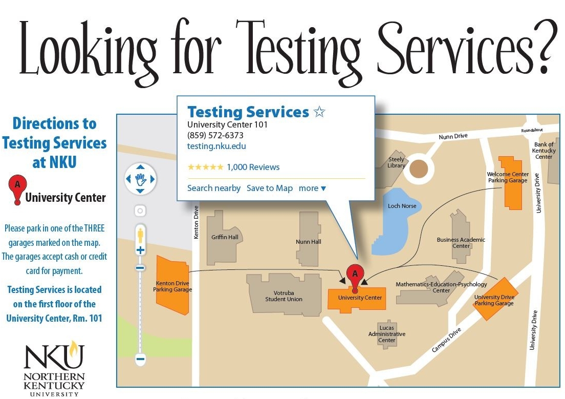 Campus Map to Testing Services