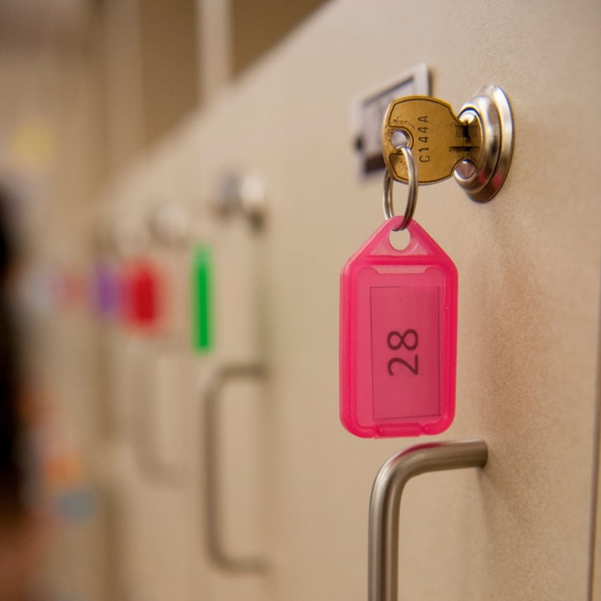 Lockers at the Testing Services offices