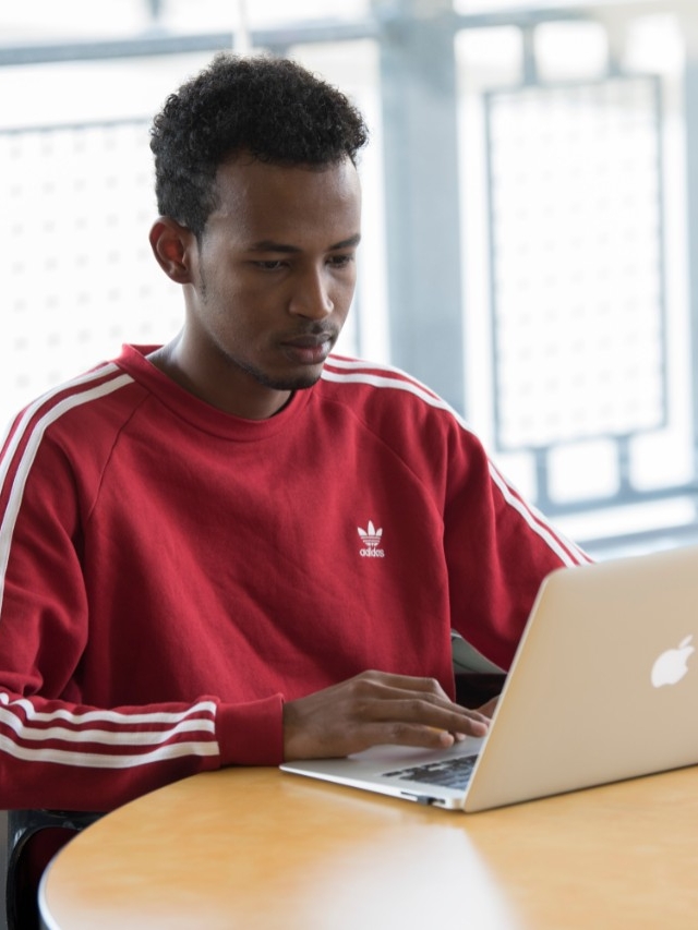 Student at a laptop