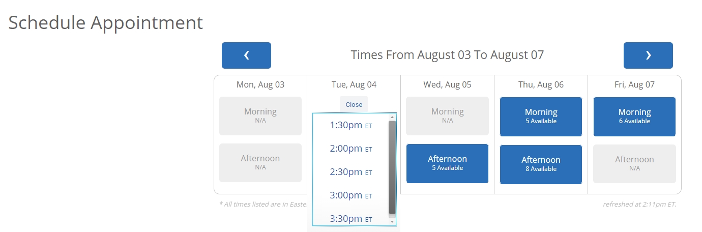 Date and Time Image of Appointment scheduling
