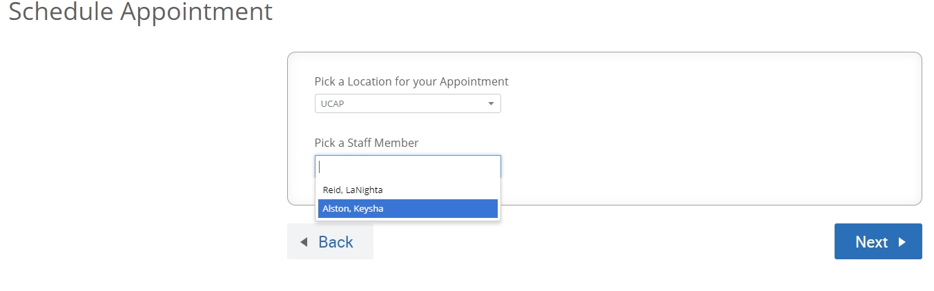 Schedule an appointment screenshot