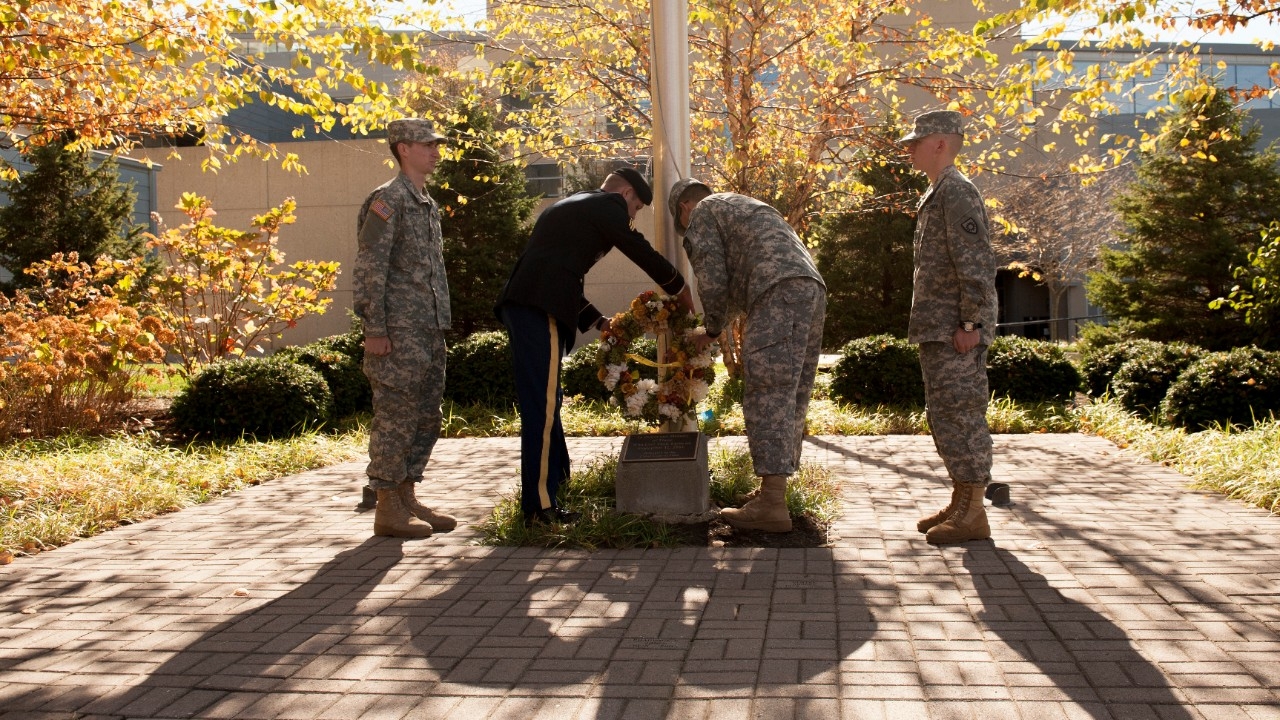 VRS students at a wreath laying ceremony.