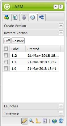 AEM Versioning Toolbar Image