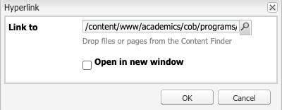 Final AEM hyperlink prompt with internal dynamic URL