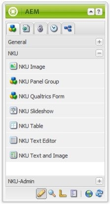 The components tab of the AEM Toolbar.