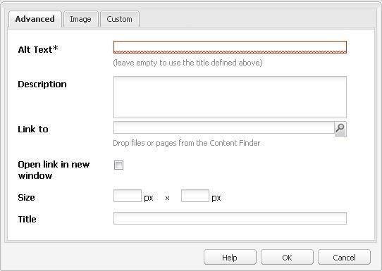 The Advanced tab of the NKU Image component