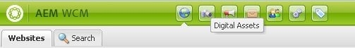 A set of icons with Digital Assets icon highlighted