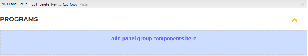 A panel group expanded with two drop zones beneath it