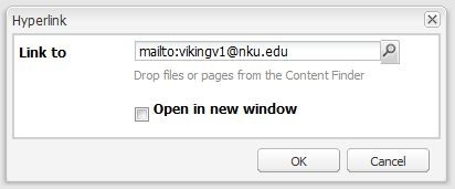 Hyperlink window with an email address