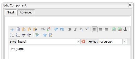 Text component with the word Programs typed