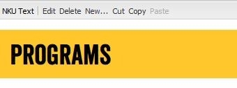 The word Programs written in a bold impactful font on a gold background