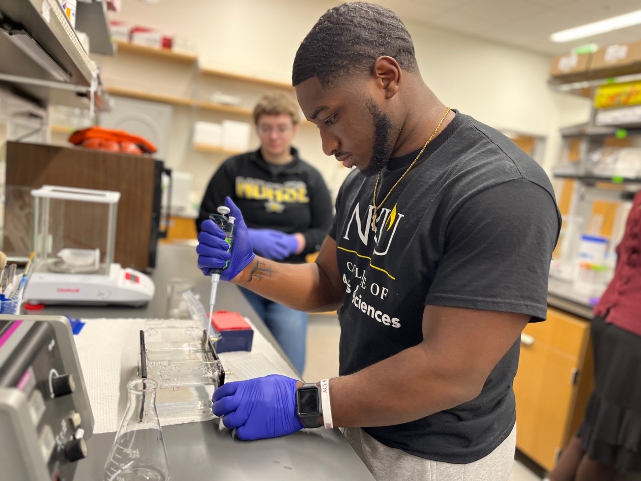NKU Biological Sciences student conducting summer research in the lab