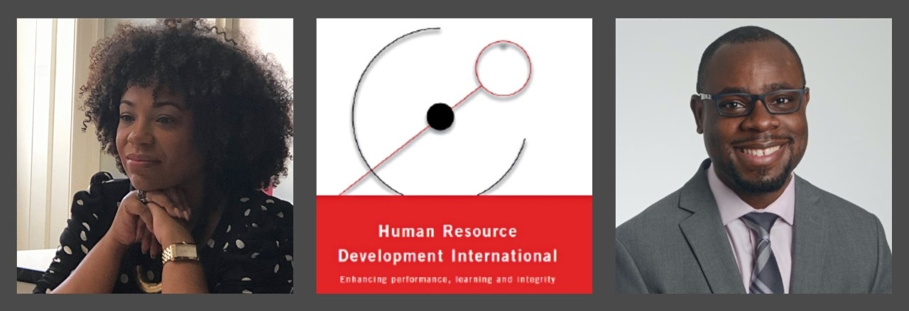 Drs. Nicole Dillard and Kobena Osam and the cover of the Human Resource Development International journal
