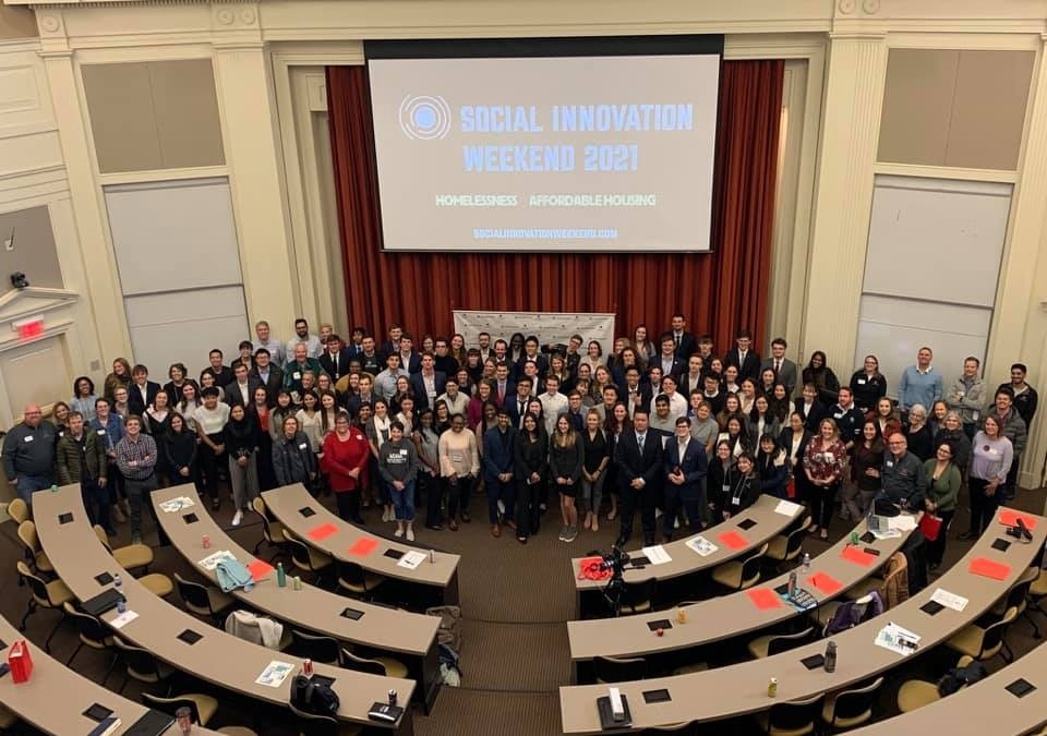 Social Innovation Weekend at Farmer School of Business at Miami University group shot in large lecture hall