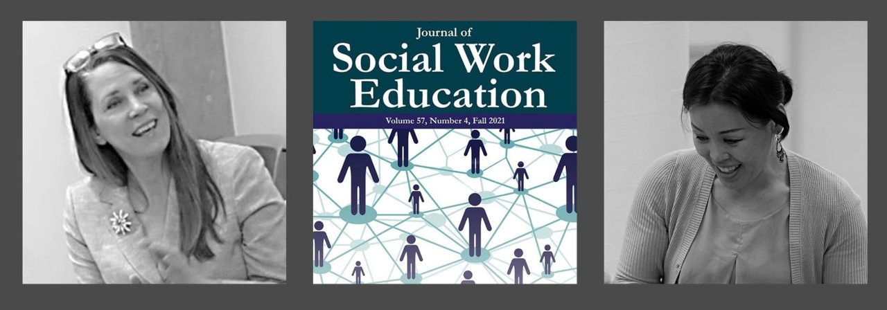 Julie Olberding headshot, front page of Social Work Education journal, Suk-hee Kim headshot