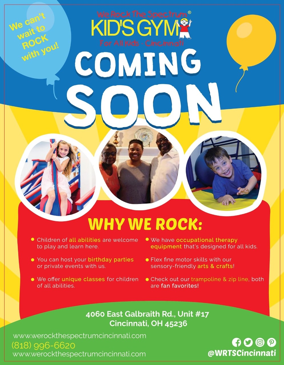 Kid's inclusive gym "coming soon" flyer