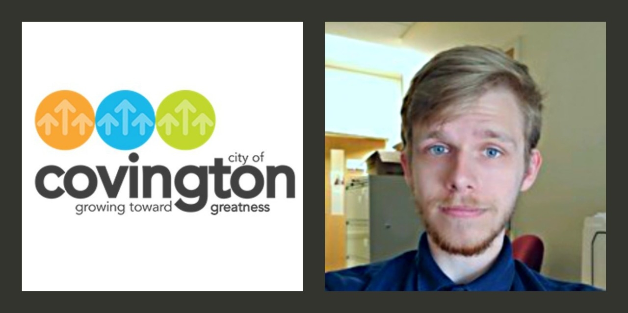 City of Covington logo and Simon Boxall headshot