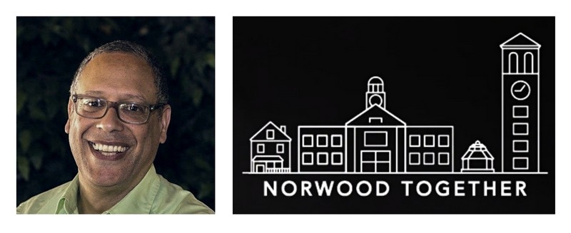 Ron Mosby headshot and Norwood Together logo