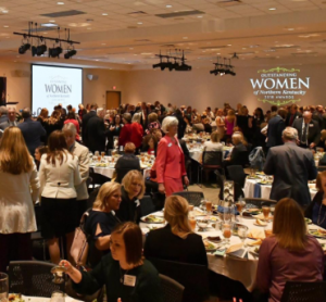 Outstanding Women Lunch - people at tables and others walking around